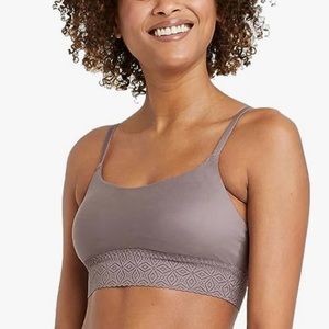 Auden Gray So Soft Bralette Lightly Lined Longline Scoop Lace Trim Women XS New